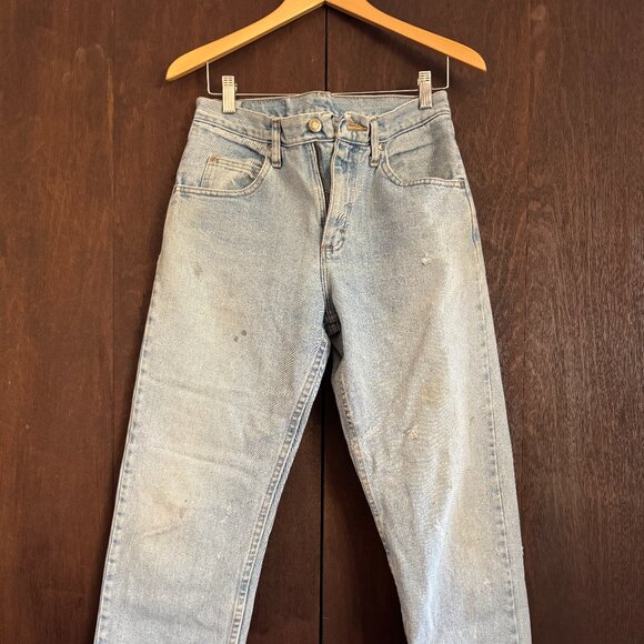 Wrangler Other - Vintage 90s Distressed Wrangler Relaxed Fit Barrel Mom Jeans 29x30 Light Denim